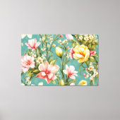 Uitstekende roze, gele Magnolia met witte bloemen Canvas Afdruk (Voorkant)