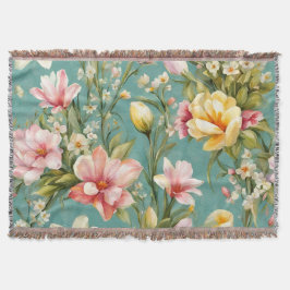 Uitstekende roze, gele Magnolia met witte bloemen Deken