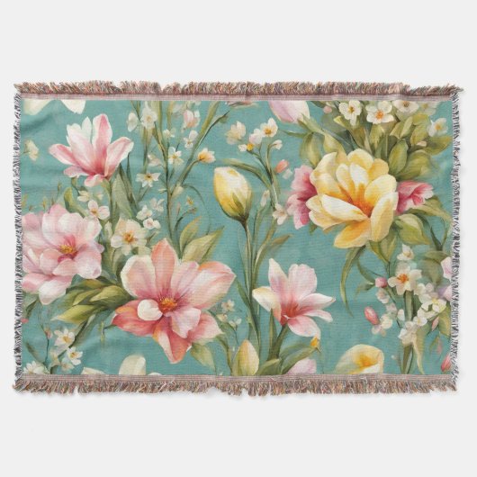 Uitstekende roze, gele Magnolia met witte bloemen Deken (Voorkant)