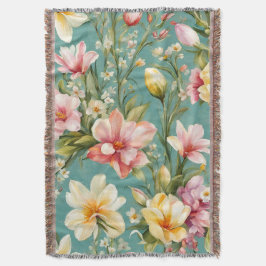 Uitstekende roze, gele Magnolia met witte bloemen Deken