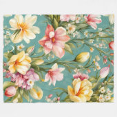 Uitstekende roze, gele Magnolia met witte bloemen Fleece Deken (Voorkant (Horizontaal))