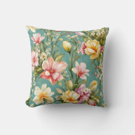 Uitstekende roze, gele Magnolia met witte bloemen Kussen