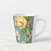 Uitstekende roze, gele Magnolia met witte bloemen Latte Mok (Rechts)