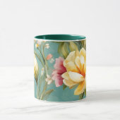 Uitstekende roze, gele Magnolia met witte bloemen Mok (Midden)