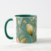 Uitstekende roze, gele Magnolia met witte bloemen Mok (Links)