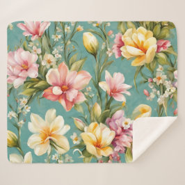 Uitstekende roze, gele Magnolia met witte bloemen Sherpa Deken