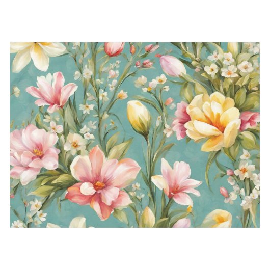 Uitstekende roze, gele Magnolia met witte bloemen Tafelkleed (Voorkant (Horizontaal))