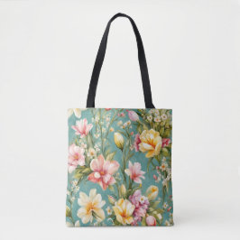 Uitstekende roze, gele Magnolia met witte bloemen Tote Bag