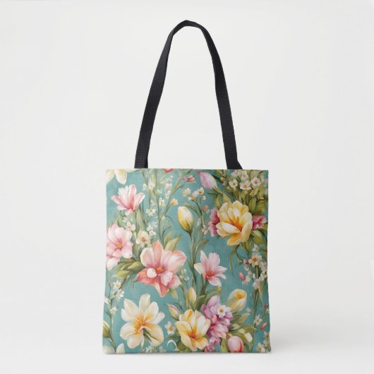 Uitstekende roze, gele Magnolia met witte bloemen Tote Bag (Voorkant)