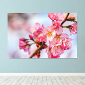 Uitstekende schoonheid van roze Sakura-bloemen in  Canvas Afdruk (Insitu (Houten vloer))