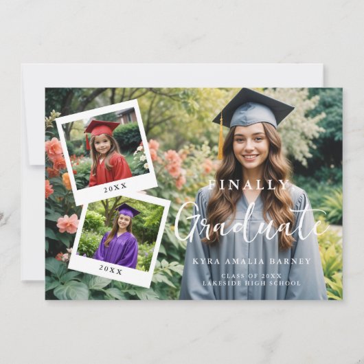 Uitstekende Script Collage 4 Foto's Tijdlijn Afstu Kaart (Voorkant)