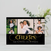 Uitstekende Swirl FOIL Nieuwjaarskaart Folie Feestdagenkaart (Staand Voorkant)