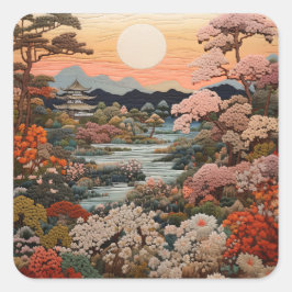 Uitstekende traditionele Japanse tapijtkunst: Vierkante Sticker