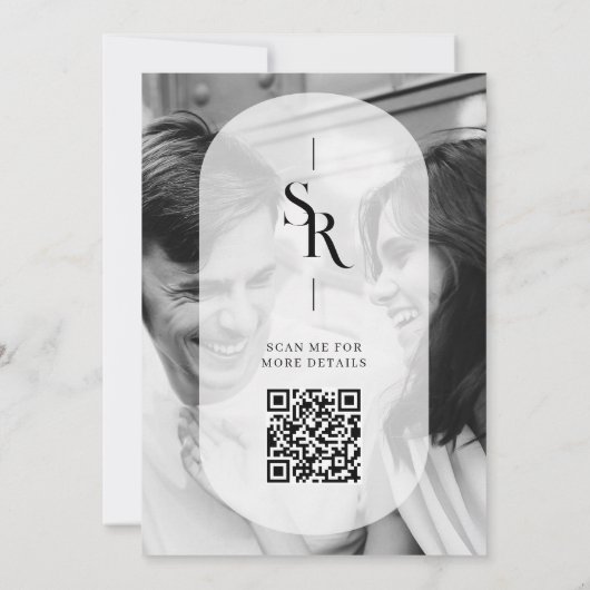 Uitstekende Vellum Transparancy Zwart Wit Initiale Save The Date (Achterkant)