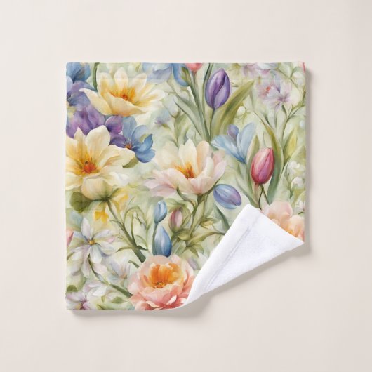 Uitstekende verfijnde lentebloemen. Schilderen Bad Handdoek (Wasdoekje)