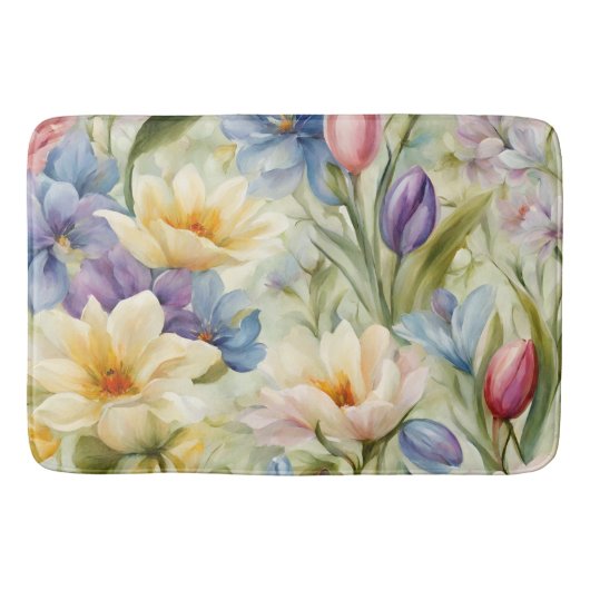 Uitstekende verfijnde lentebloemen. Schilderen Badmat (Voorkant)