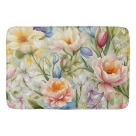 Uitstekende verfijnde lentebloemen. Schilderen Badmat