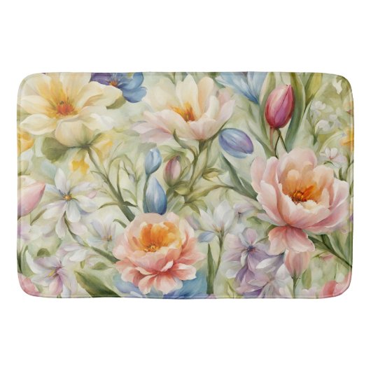 Uitstekende verfijnde lentebloemen. Schilderen Badmat (Voorkant)