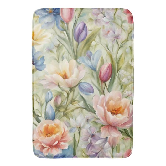 Uitstekende verfijnde lentebloemen. Schilderen Badmat (Voorkant Verticaal)