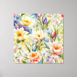 Uitstekende verfijnde lentebloemen. Schilderen Canvas Afdruk