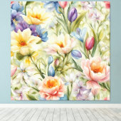 Uitstekende verfijnde lentebloemen. Schilderen Canvas Afdruk (Insitu (Houten vloer))