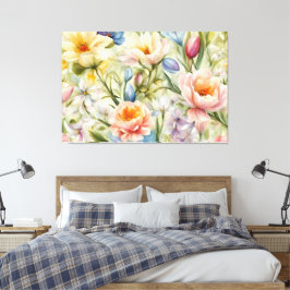 Uitstekende verfijnde lentebloemen. Schilderen Canvas Afdruk