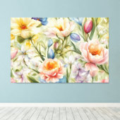 Uitstekende verfijnde lentebloemen. Schilderen Canvas Afdruk (Insitu (Houten vloer))