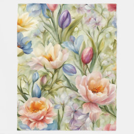 Uitstekende verfijnde lentebloemen. Schilderen Fleece Deken