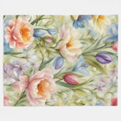 Uitstekende verfijnde lentebloemen. Schilderen Fleece Deken (Voorkant (Horizontaal))