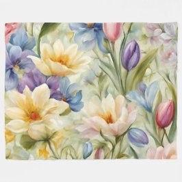 Uitstekende verfijnde lentebloemen. Schilderen Fleece Deken