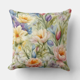 Uitstekende verfijnde lentebloemen. Schilderen Kussen