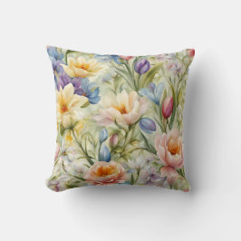 Uitstekende verfijnde lentebloemen. Schilderen Kussen