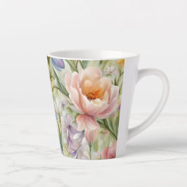 Uitstekende verfijnde lentebloemen. Schilderen Latte Mok