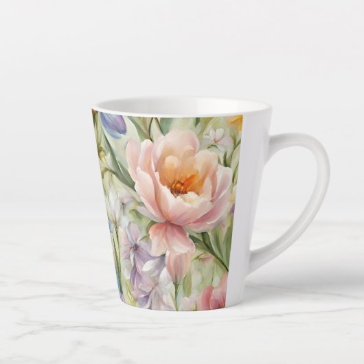 Uitstekende verfijnde lentebloemen. Schilderen Latte Mok (Rechts)