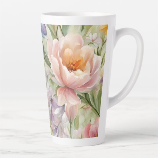 Uitstekende verfijnde lentebloemen. Schilderen Latte Mok (Rechts)