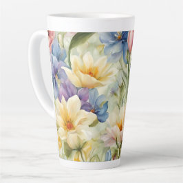 Uitstekende verfijnde lentebloemen. Schilderen Latte Mok