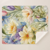 Uitstekende verfijnde lentebloemen. Schilderen Sherpa Deken (Voorkant (horizontaal))