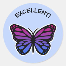 Uitstekende vlinder leraren blauw lof ronde sticker