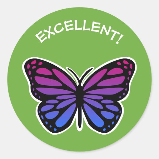 Uitstekende vlinder leraren groen lof ronde sticker (Voorkant)