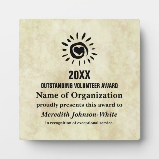Uitstekende vrijwilliger van het Jaar Fotoplaat (Voorkant)