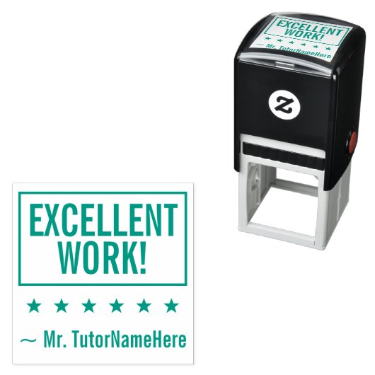 "UITSTEKENDE WERKZAAMHEDEN!" + Rubberstempel van T Zelfinktende Stempel (In situ)