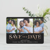 Uitstekende wervelkolom 3 foto's sparen de datumka feestdagenkaart (Staand voorkant)