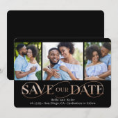 Uitstekende wervelkolom 3 foto's sparen de datumka feestdagenkaart (Voorkant / Achterkant)