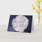 Uitstekende White Fighter Fish  Kaart (Gele Bloem)