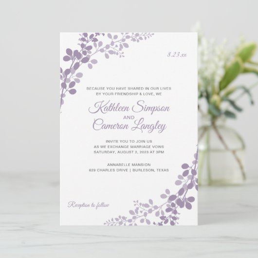 Uitstekende wijnstokken bruiloft uitnodiging | Lic (Staand voorkant)