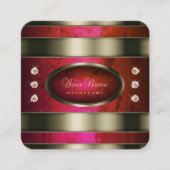 Uitstekende zilver met rode roze verloopmarmer vierkante visitekaartje (Voorkant)