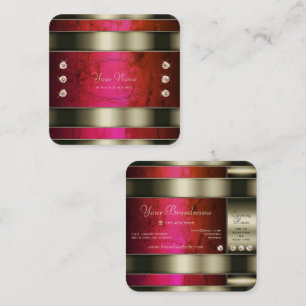 Uitstekende zilver met rode roze verloopmarmer vierkante visitekaartje