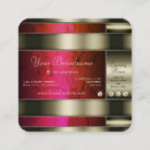 Uitstekende zilver met rode roze verloopmarmer vierkante visitekaartje (Achterkant)