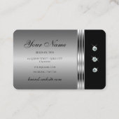 Uitstekende zilveren zwarte mousserende diamanten visitekaartje (Achterkant)