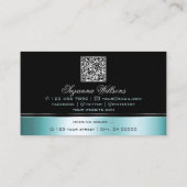 Uitstekende zwarte Blauwgroen gebogen decor lijnen Visitekaartje (Achterkant)